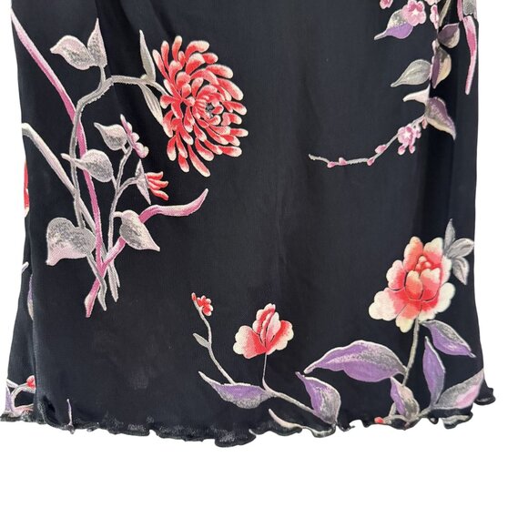 Vintage Bebe Womens Y2K 90s Spaghetti Straps Black Floral Print Tank Top Size S - Picture 4 of 8